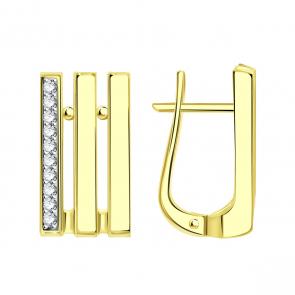 Серьги из лимонного золота ТД Эстет с фианитом 01С1314376Р фото