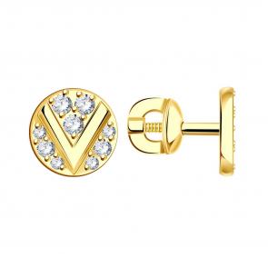 Серьги из лимонного золота ТД Эстет с фианитом 01С1314519 фото