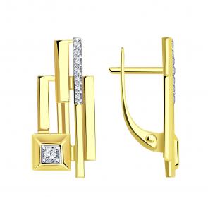 Серьги из лимонного золота ТД Эстет с фианитом 01С1314964Р фото