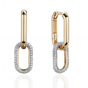 Серьги-трансформеры из лимонного золота ТД Эстет с фианитом 01С1315174Р фото