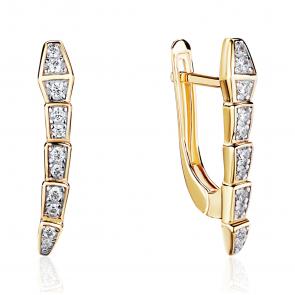 Серьги Символ года Змея из лимонного золота ТД Эстет с фианитом 01С1315191Р фото