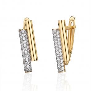 Серьги из лимонного золота ТД Эстет с фианитом 01С1315653Р фото