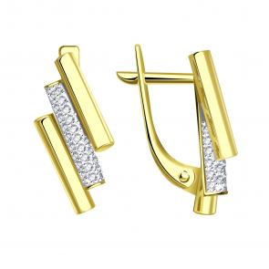 Серьги из лимонного золота ТД Эстет с фианитом 01С1315654Р фото