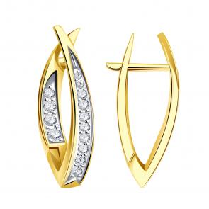 Серьги из лимонного золота ТД Эстет с фианитом 01С132211 фото