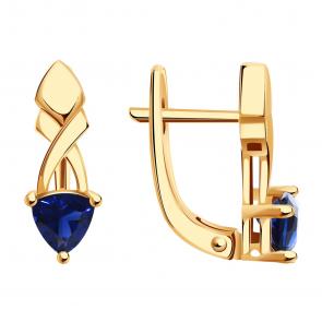 Золотые серьги ТД Эстет с гидротермальным сапфиром 01С211909-1 фото
