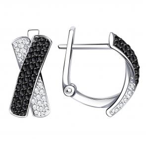 Серьги из белого золота ТД Эстет с фианитом 01С225834-1 фото