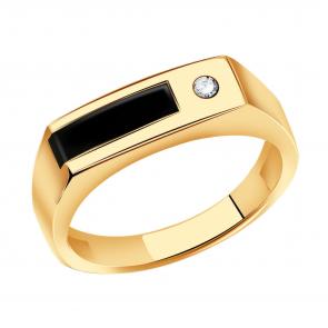 Золотое кольцо ТД Эстет с фианитом и агатом 01Т415225-1 фото
