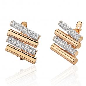 Золотые серьги ТД Эстет с фианитом 01С1115655Р фото