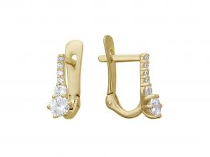 Серьги из лимонного золота ТД Эстет с фианитом 01С135831 фото