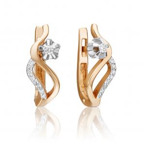 Серьги из комбинированного золота Platina с бриллиантом 02-0023-00-101-1111-30 фото