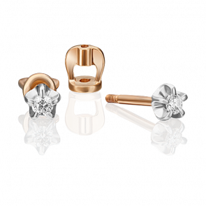 Серьги из комбинированного золота Platina с бриллиантом 02-0049-00-101-1111-30 фото