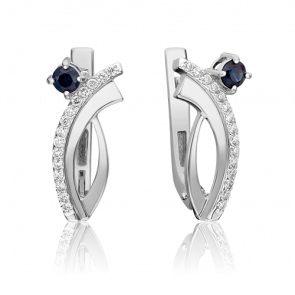 Серьги из белого золота Platina с бриллиантом и сапфиром 02-0070-00-105-1120-30 фото