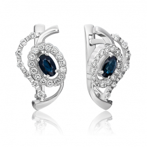 Серьги из белого золота Platina с бриллиантом и сапфиром 02-0084-00-105-1120-30 фото