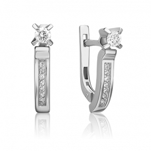 Серьги из белого золота Platina с бриллиантом 02-0094-00-101-1120-30 фото