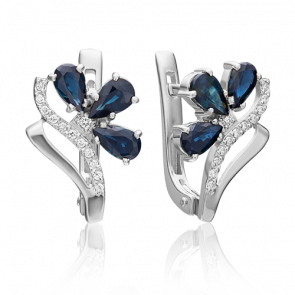 Серьги из белого золота Platina с бриллиантом и сапфиром 02-0103-00-105-1120-30 фото