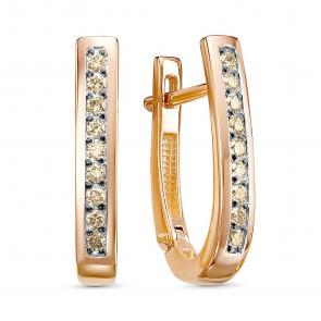 Золотые серьги ERA Jewellery с коньячным бриллиантом 02-01330-01-034-01-05 фото