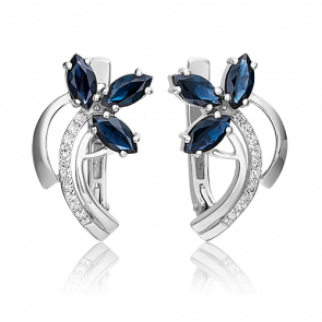 Серьги из белого золота Platina с бриллиантом и сапфиром 02-0139-00-105-1120-30 фото