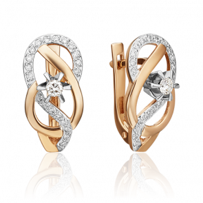 Серьги из комбинированного золота Platina с бриллиантом 02-0146-00-101-1111-30 фото