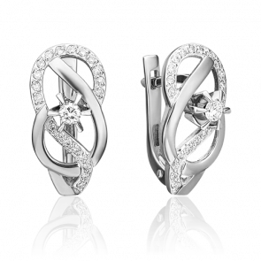 Серьги из белого золота Platina с бриллиантом 02-0147-00-101-1120-30 фото