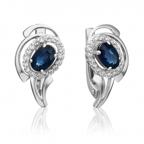 Серьги из белого золота Platina с бриллиантом и сапфиром 02-0157-00-105-1120-30 фото
