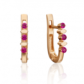 Золотые серьги Platina с рубином 02-0179-00-104-1110-30 фото