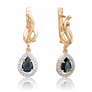 Золотые серьги Platina с бриллиантом и сапфиром 02-0181-00-105-1110-30 фото