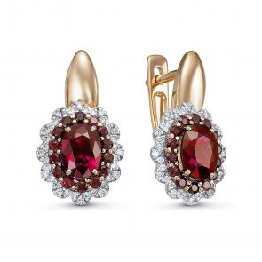 Золотые серьги ERA Jewellery с бриллиантом и рубином 02-01887-01-328-01-02 фото