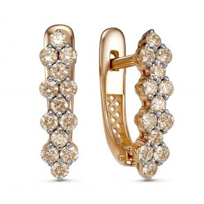 Золотые серьги ERA Jewellery с коньячным бриллиантом 02-01903-01-034-01-05 фото