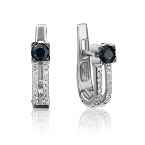 Серьги из белого золота Platina с бриллиантом и сапфиром 02-0200-00-105-1120-30 фото