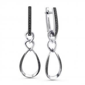 Серьги-трансформеры из белого золота ERA Jewellery с чёрным бриллиантом 02-02098-03-038-01-04 фото