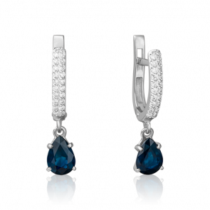 Серьги из белого золота Platina с бриллиантом и сапфиром 02-0214-00-105-1120-30 фото