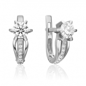 Серьги из белого золота Platina с бриллиантом 02-0218-00-101-1120-30 фото
