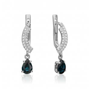 Серьги из белого золота Platina с бриллиантом и сапфиром 02-0234-00-105-1120-30 фото
