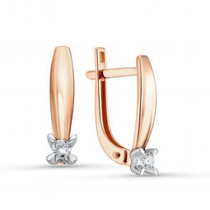 Золотые серьги ERA Jewellery с бриллиантом 02-02376-01-001-07-01 фото
