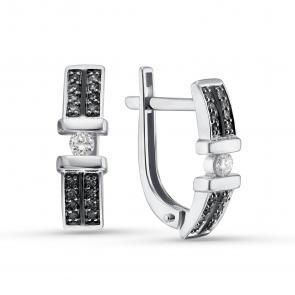Серьги из белого золота ERA Jewellery с бриллиантом и чёрным бриллиантом 02-02388-03-040-07-04 фото
