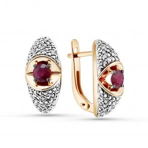 Золотые серьги ERA Jewellery с бриллиантом и рубином 02-02495-01-011-01-02 фото