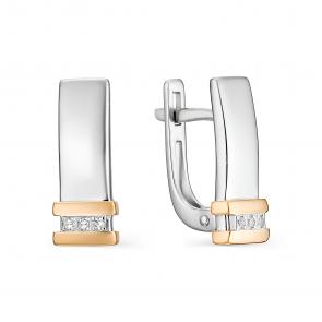 Серебряные серьги Алькор с золотой накладкой и бриллиантом 02-0256/000Б-00 фото