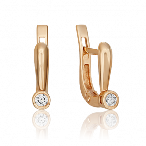 Золотые серьги Platina с бриллиантом 02-0265-00-101-1110-30 фото