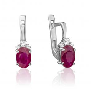 Серьги из белого золота Platina с бриллиантом и рубином 02-0270-00-107-1120-30 фото
