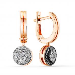 Золотые серьги-трансформеры ERA Jewellery с бриллиантом и чёрным бриллиантом 02-02732-01-040-01-02 фото