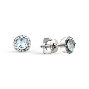 Серебряные серьги АЛЬКОР с топазом и фианитом 02-0293/00ТБ-00 фото