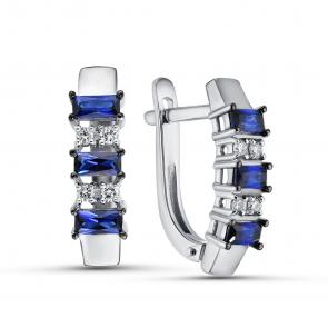 Серьги из белого золота ERA Jewellery с бриллиантом и гидротермальным сапфиром 02-02944-03-012-01-04 фото