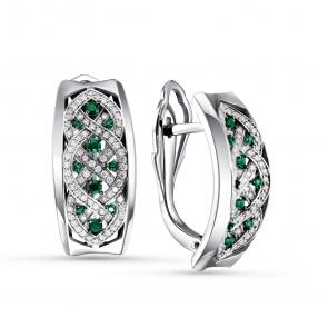 Золотые серьги ERA Jewellery с бриллиантом и изумрудом 02-03102-03-010-07-04 фото