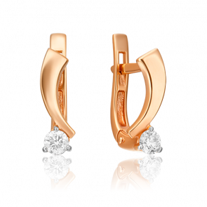 Золотые серьги Platina с бриллиантом 02-0315-00-101-1110-30 фото