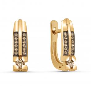 Золотые серьги ERA Jewellery с коньячным бриллиантом 02-03254-01-034-01-05 фото