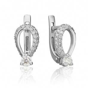 Серьги из белого золота Platina с бриллиантом 02-0326-00-101-1120-30 фото