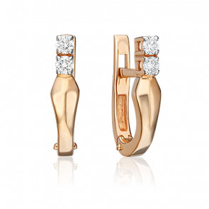 Золотые серьги Platina с бриллиантом 02-0329-00-101-1110-30 фото