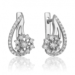 Серьги из белого золота Platina с бриллиантом 02-0336-00-101-1120-30 фото