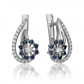 Серьги из белого золота Platina с бриллиантом и сапфиром 02-0336-00-105-1120-30 фото