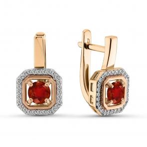 Золотые серьги ERA Jewellery с бриллиантом и рубином 02-03393-01-111-01-01 фото